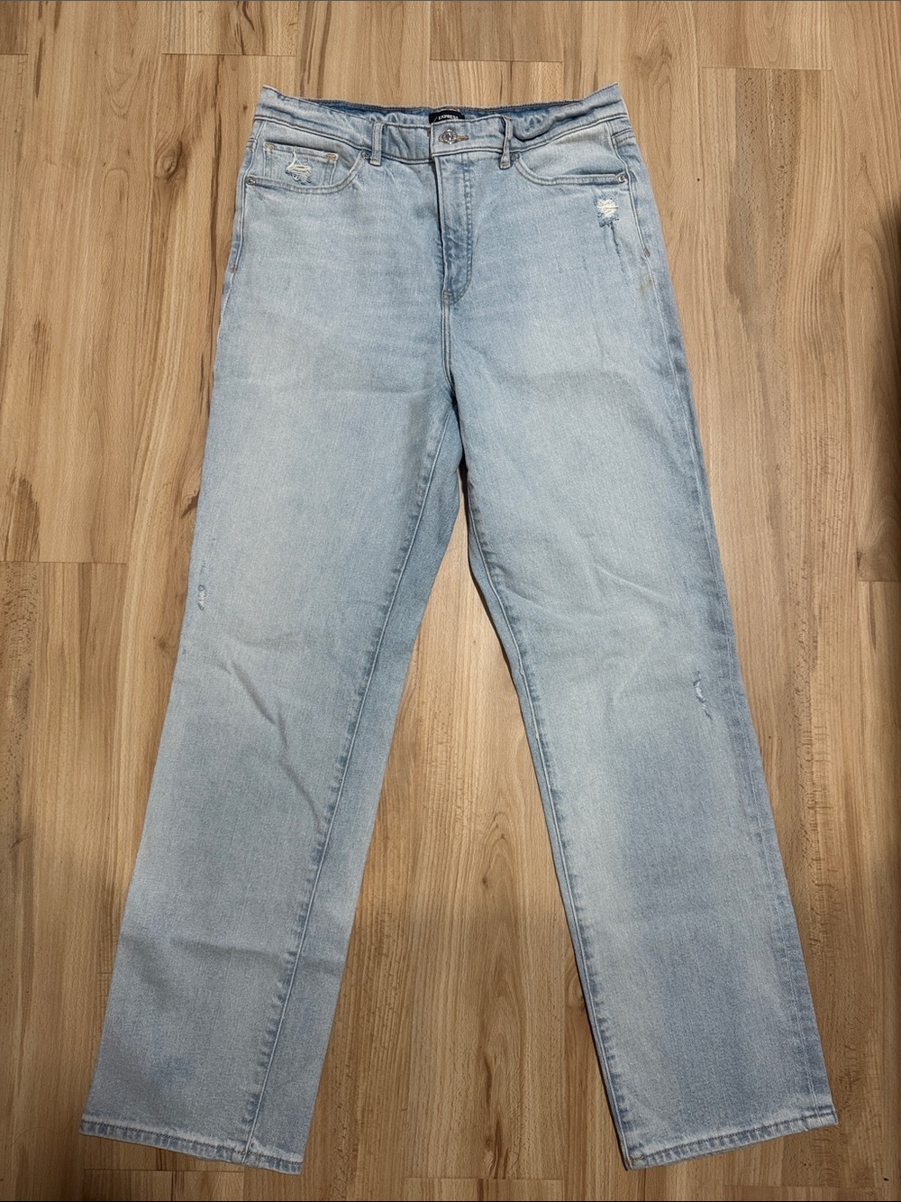 Express Light Wash Straight Leg Jeans Size 12 Long